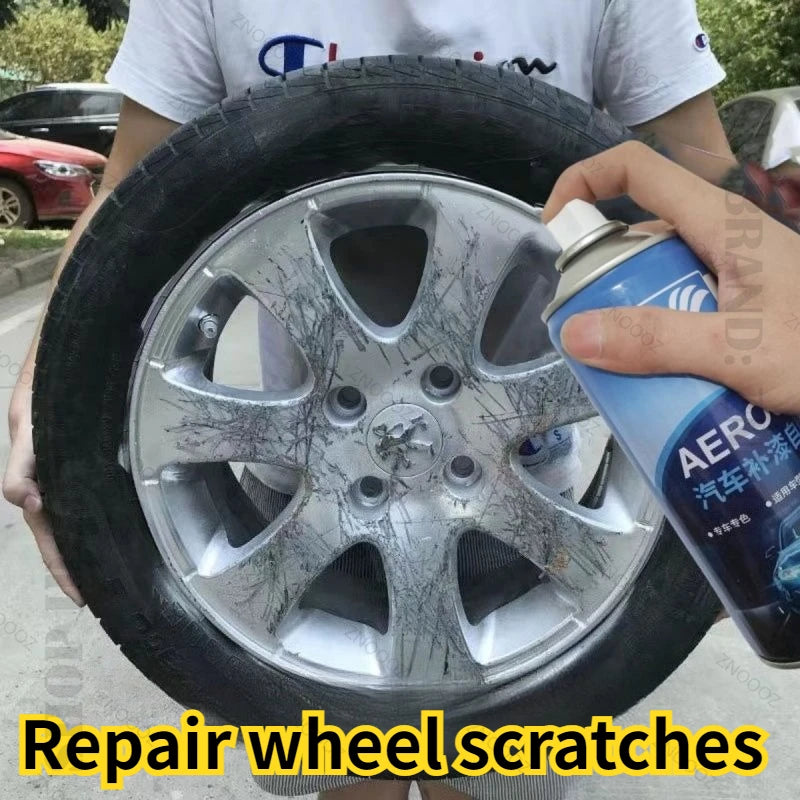 450ml Silver Series Alloy Automotive Wheel Repair Spray Paint - DIY Scratch Remover, Touch Up Paint Quick Matte Bright black