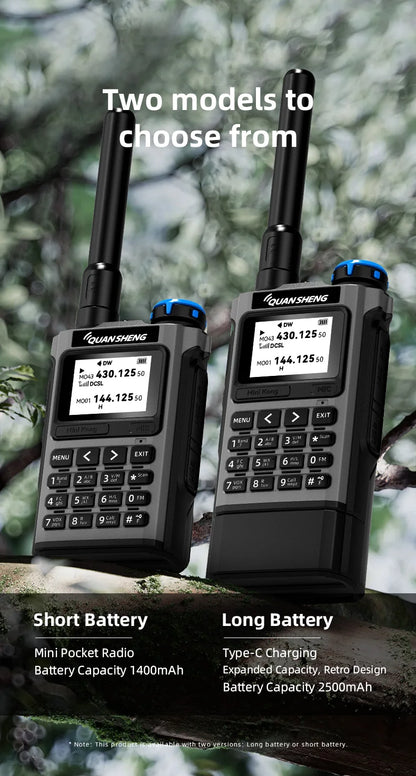 QUANSHENG K1 Air Band Walkie Talkie Wireless Copy Frequency Meter Type-C Charging NOAA Multi-Band Portable Two Way Radio UV