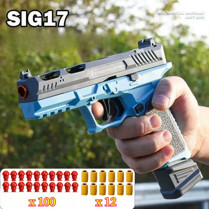 SIG17 Throwing Shell Soft Bullet Toy Gun with Blowback Outdoor Sports CS Game Pistol Launcher Model Birthday Gift