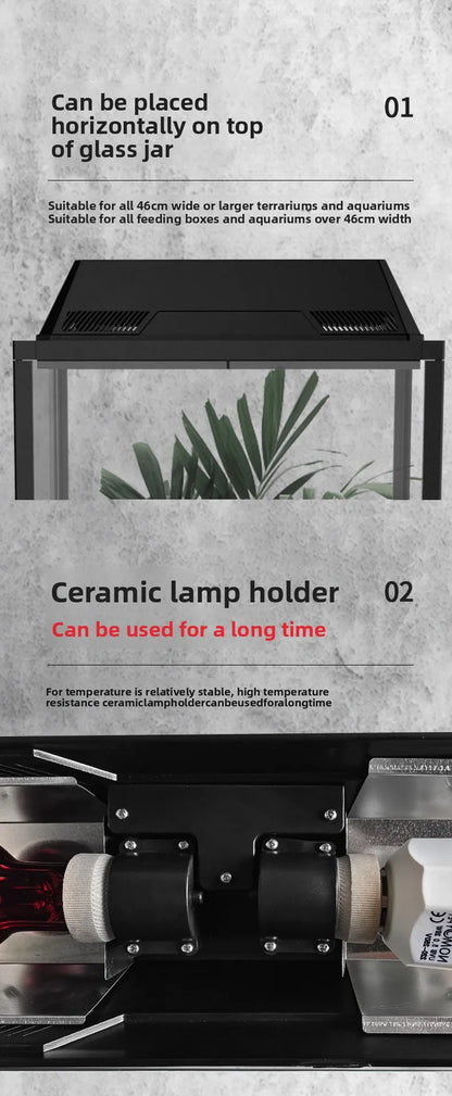 NOMOY Dual Lamp Basking Fixture - Highly Reflective Aluminum Dome for Maximum Heat & UVA/UVB Light Projection