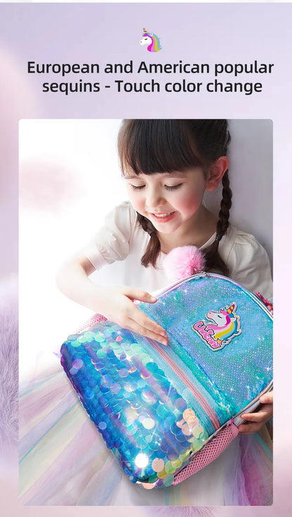 Sunveno Children's Backpack for Girls Pre-School Bag for Kindergarten Elementary - Reversible Sequin,Unicorn ,Lightweight Gift