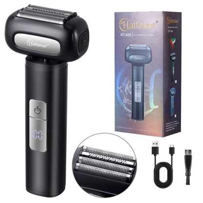 Hatteker 5-D Reciprocating Shaver for Men Home Use Beard Trimmer with LCD Digital Display Mesh Whitener USB Haircut Machine