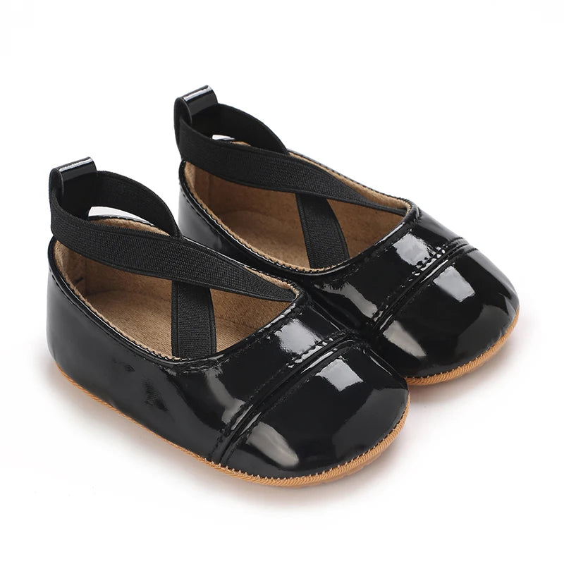 2025Black Fashion Newborn Party Princess Shoes  Boys And Girls' First Step Walking Shoes Rubber Soled Anti Slip Baby Shoes 0-18M