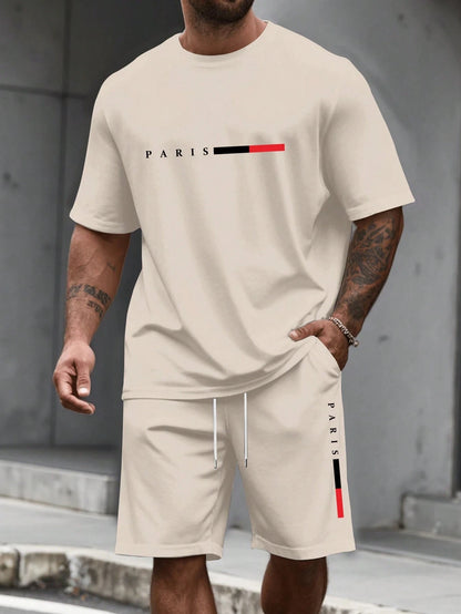 Men's Tracksuit 2 Piece O-neck Short Sleeve Shirt Shorts Set Men's Running Suit Plus Size T Shirts Man Clothing Summer T-shirt