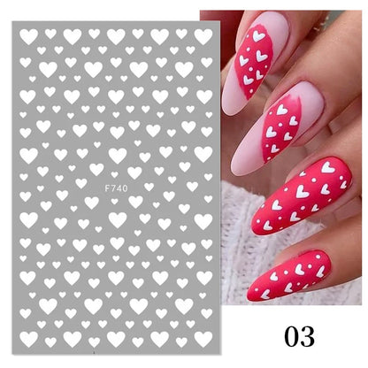 Black and White Love Flowers Line Art 3D Stickers Nail Decals Nail Art Accessories Butterfly Rose Nail Stickers Nail Sliders