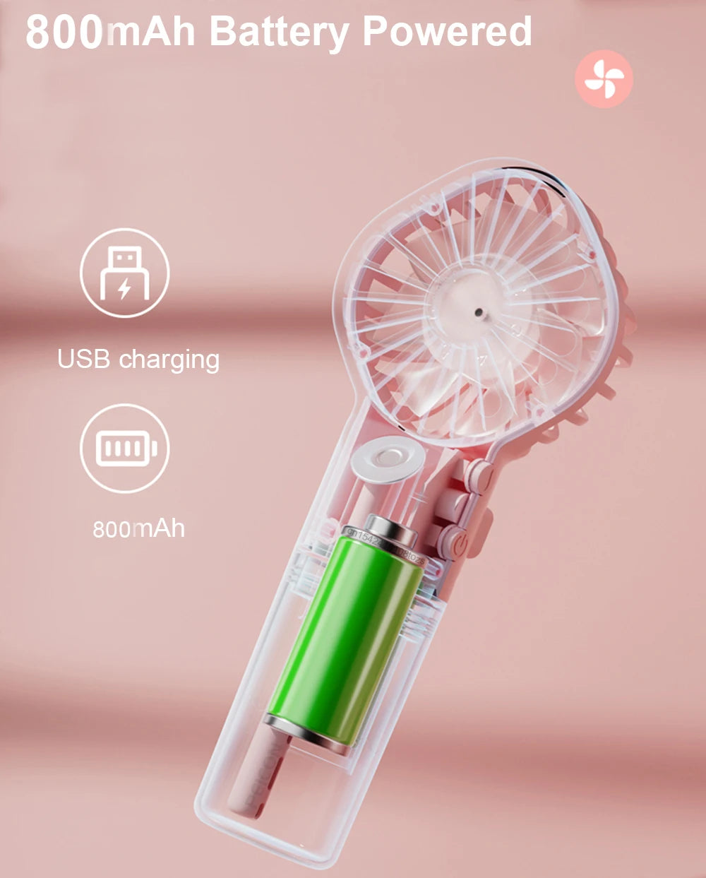Portable Humidifier Fan Mini Water Mist Fan USB Rechargeable Handheld Fan Mist Spray Hand Fan Small Pocket Fan with Humidifier