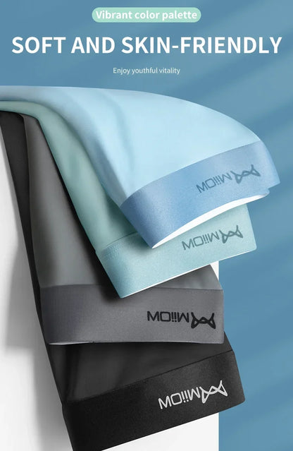 MiiOW 4Pcs Ice Silk Men's Panties Sexy Seamless Man Boxershorts Graphene Antibacterial Men Underwear Breathable Man Boxer Briefs