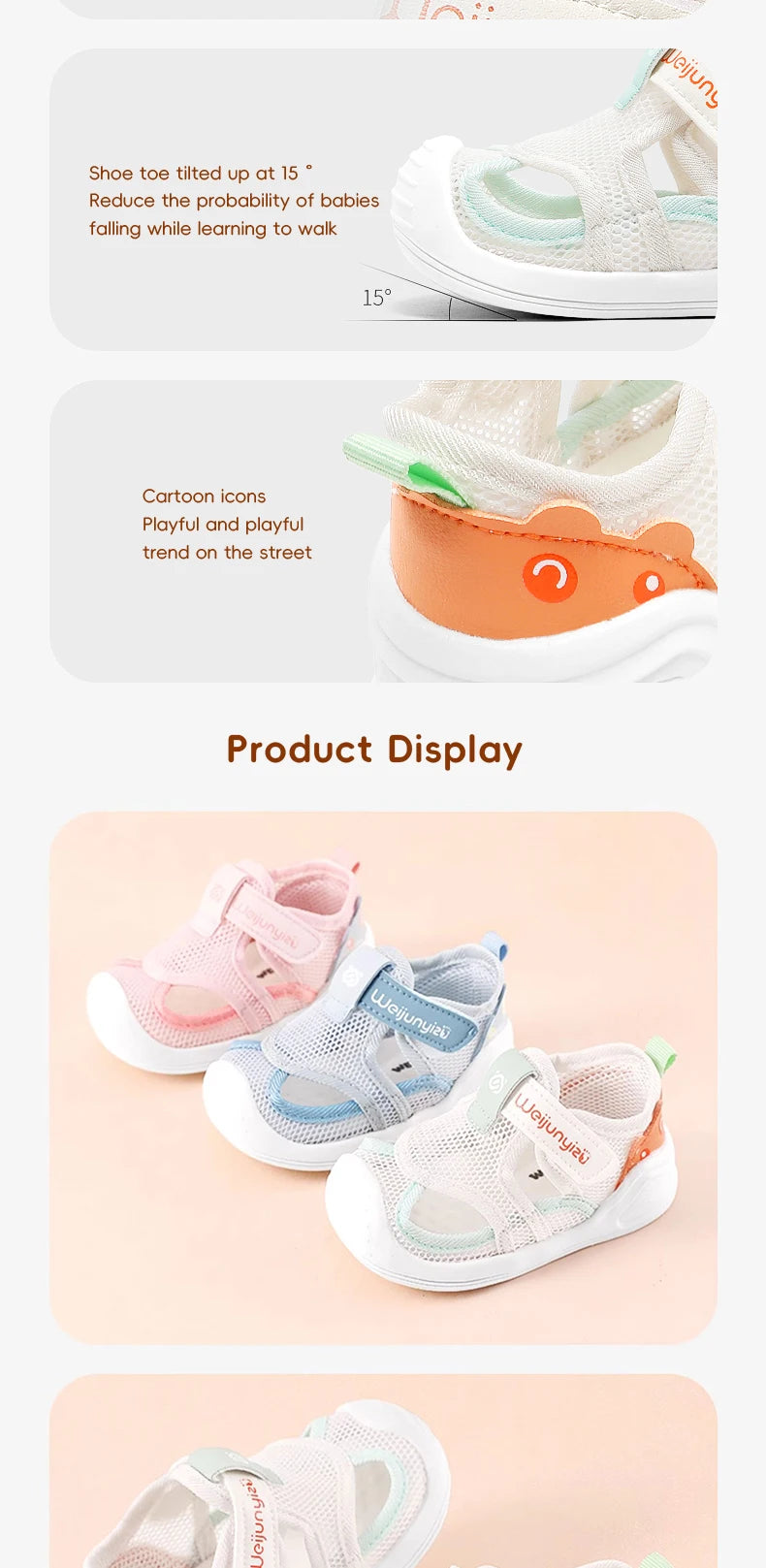 Baby Walking Shoes Summer Boys Mesh Shoe 1-3 Year Girls Sandals Soft Sole Anti Slip Children Casual Shoe Lightweight Baby Shoes