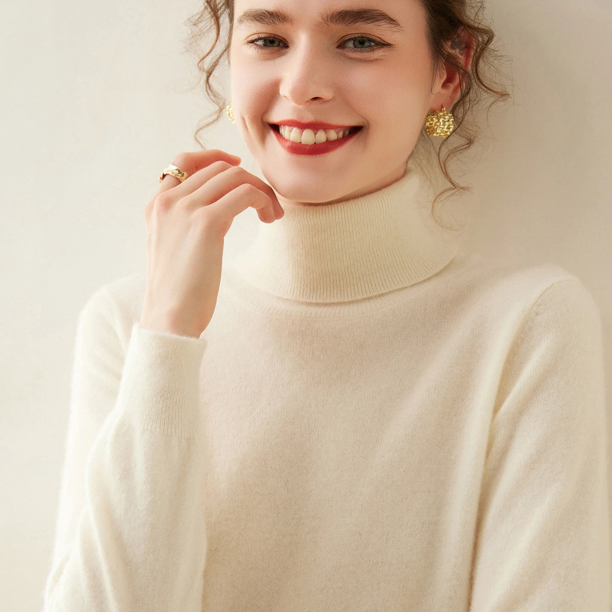 Cashmere Sweater Women's Turtleneck Long Sleeved Knitted Pullover 100% Pure Cashmere Base Sweater Korean Version Women's Top
