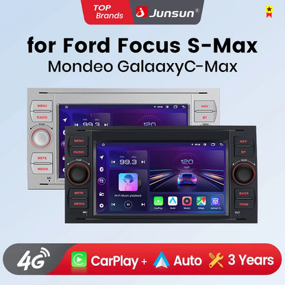 Junsun CarPlay Android Auto Radio for Ford Focus Mondeo Fiesta Transit Kuga C-Max S-Max Galaxy GPS Car Multimedia 2din autoradio