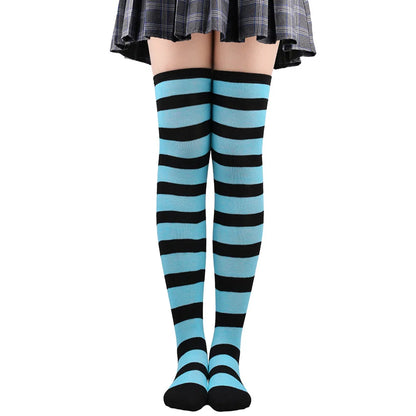 Color Striped Stockings Japanese Over Knee Socks Fashion Women Keep Warm Soks Sexy Slim Long Socks Hosiery JK Cosplay Lolita Y2k