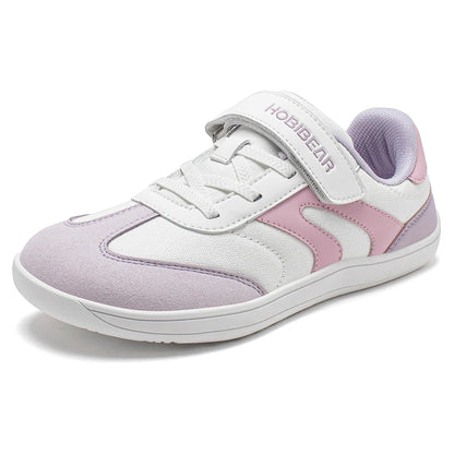 HOBIBEAR Boys Girls Barefoot Shoes Wide Toe Zero Drop Sneakers Retro Lightweight Hook Loop Minimalist Shoes for Big Kids