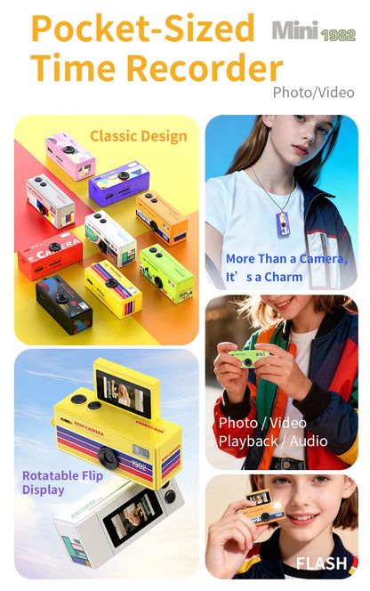 Ourlife Thumb Keychain Camera 0.96inch Flip Screen Retro CCD Mini Digital Camera 720P Very Small Camcorder Video Recorder