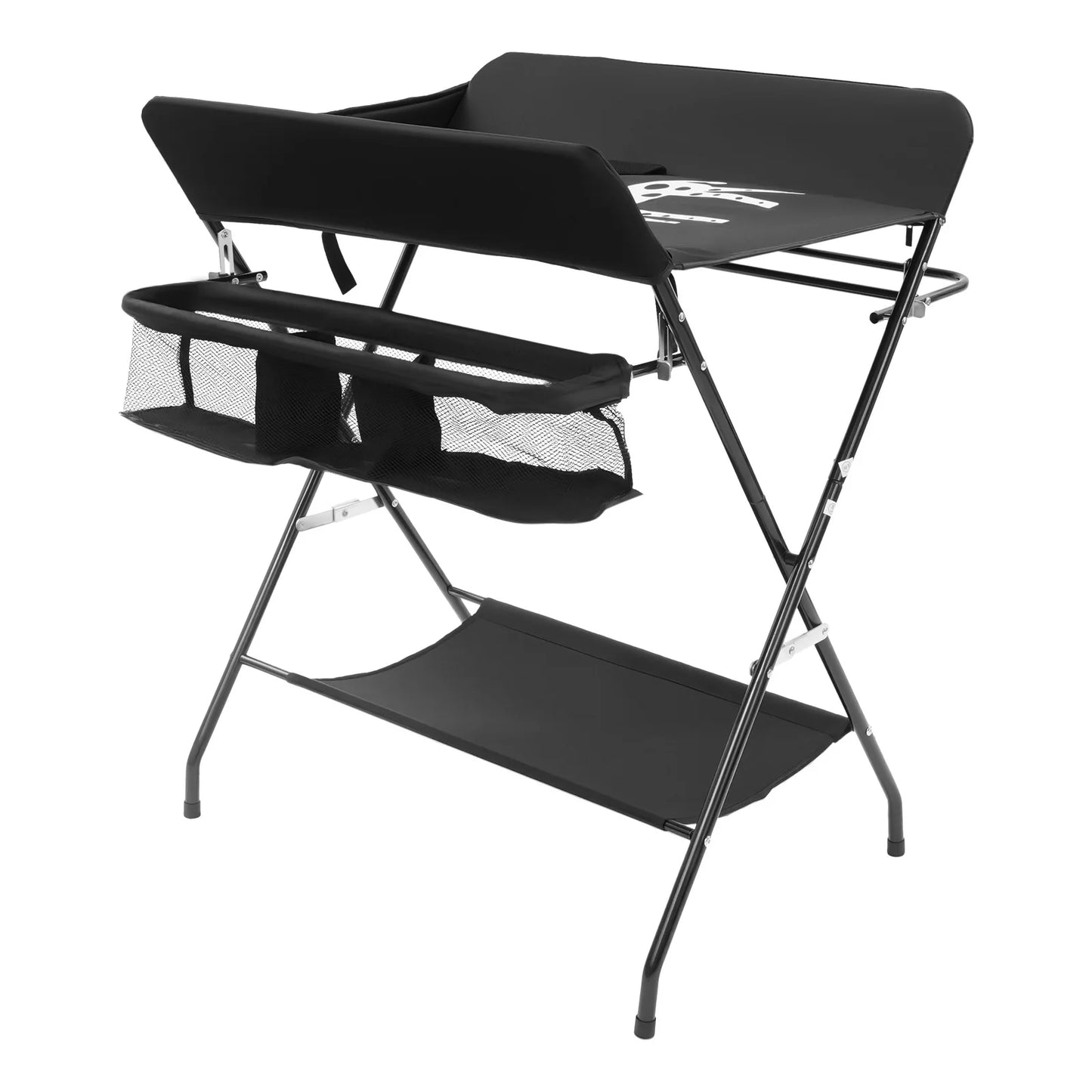 Baby Changing Table Foldable Changing Table with Storage Shelves Cushion with Height Ladder Large Changing Table 80 X 63cm
