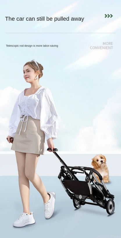 Detachable Aluminum Tube Pet Stroller Foldable Travel Trolley Portable Outdoor Walking Carrier For Cats Puppies Dogs