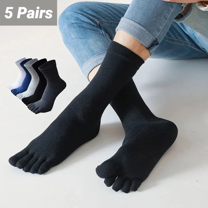5Pairs Five Fingers Toe Socks Breathable Cotton Unisex Sports Running Sweat Absorbent Antibacterial Ankle Crew
