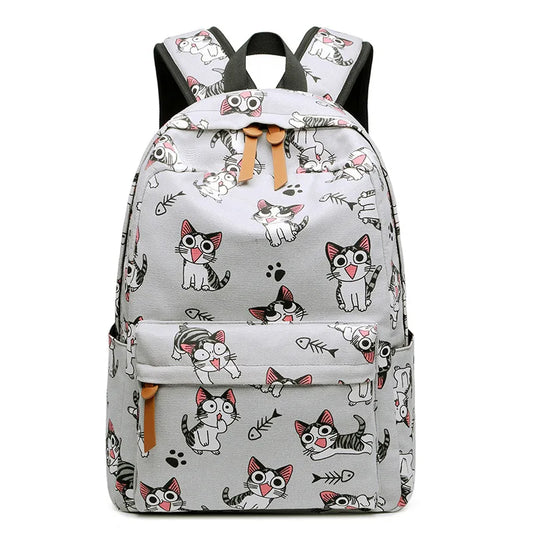 Cute Cat School Bags For Teenage Girls Students Backpack Waterproof Book Bag Travel College Laptop Backpack