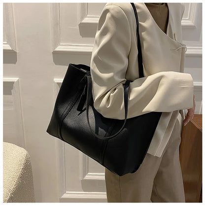 Large Capacity Women's Bag, New Soft Leather Tote Bag, Casual and Versatile Single Shoulder Bags for Woman Korean Style Handbags