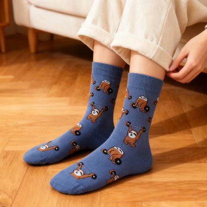 1 Pair Creative Shrimp Pattern，Casual Comfy Soft Mid-calf Men's Socks For Daily
