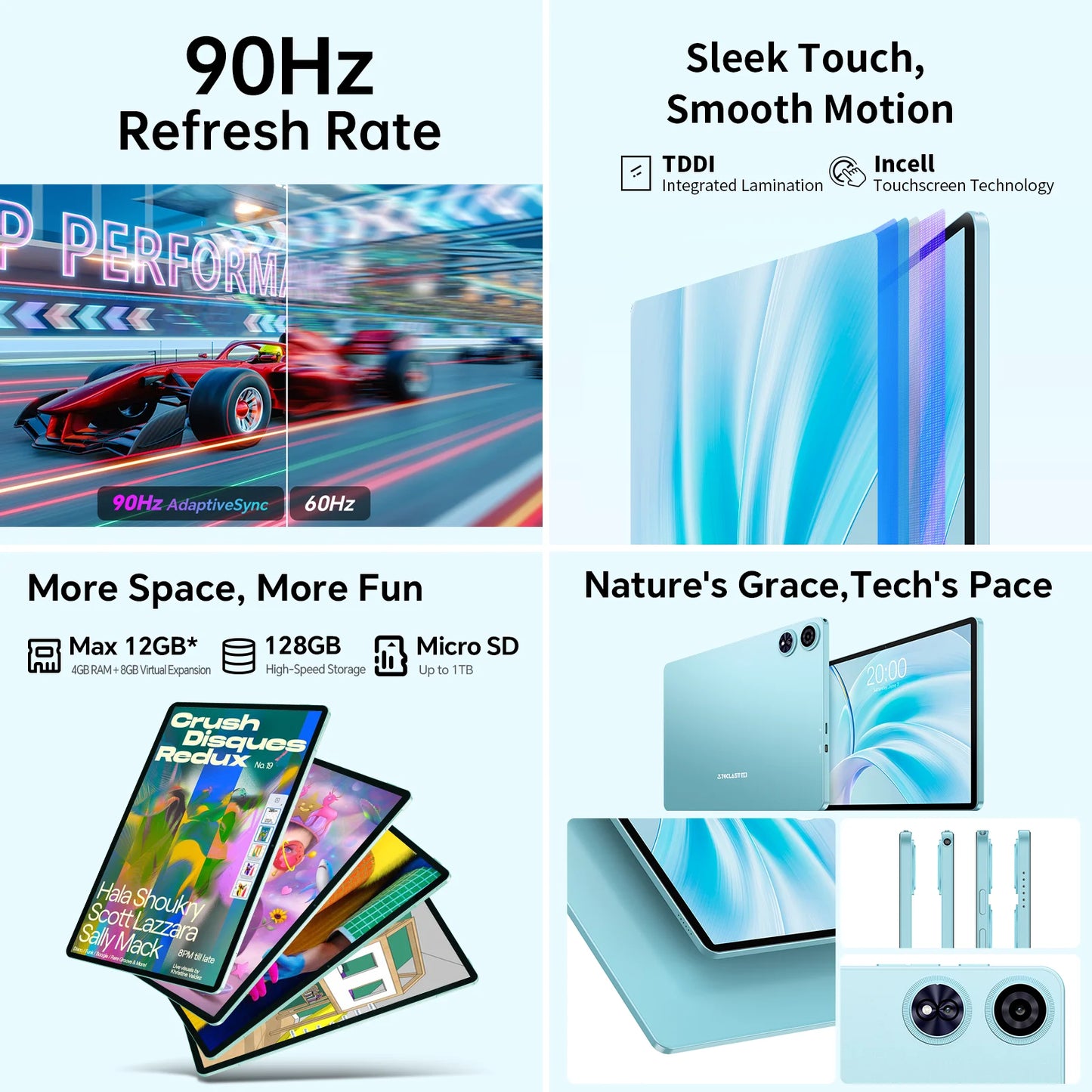 Teclast Tablet P50 Case Android 15 11" T606 8-Core Max 12GB RAM 128GB ROM P50 Case/Keyboard/Mouse/Stylus/Headphone/Stand