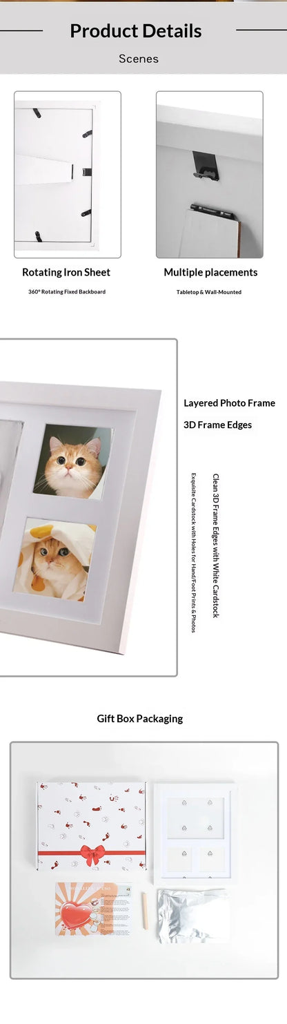 Hot Sale DIY Pet Paw Print Memorial Kit With Clay Mold Photo Frame Exquisite Gift Box for Dog Cat Loss Keepsake Creative Lovers