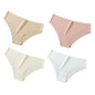 4Pcs/Set Ice Silk Mid-Rise Panties Women's Seamless Briefs Solid No Show Underwear Scalloped Edge Panties Sexy Lingerie XS-XL
