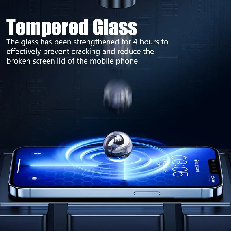 2-4PCS Full Cover Tempered Glass Screen Protector For iPhone17 15 14 13 12 Pro Max Protection Glass For iPhone 13 14 16 Pro Max