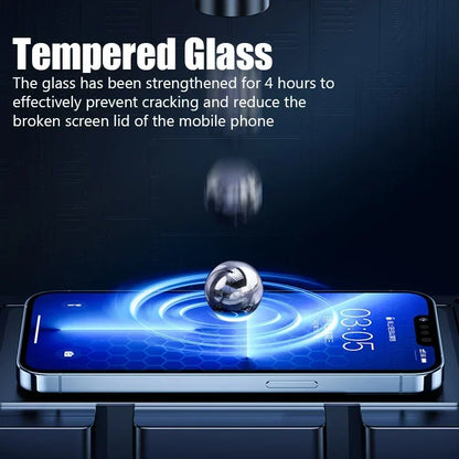 2-4PCS Full Cover Tempered Glass Screen Protector For iPhone17 15 14 13 12 Pro Max Protection Glass For iPhone 13 14 16 Pro Max
