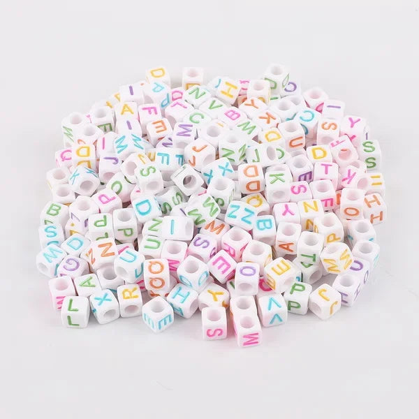 Hot! 100Pcs/Lot 6mm Mixed Many Kinds Acrylic Cube Square Number&Alphabet Letter Beads for Bracelet Necklace Jewelry Making DIY