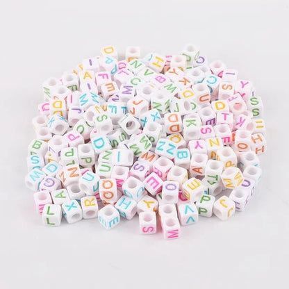 Hot! 100Pcs/Lot 6mm Mixed Many Kinds Acrylic Cube Square Number&Alphabet Letter Beads for Bracelet Necklace Jewelry Making DIY