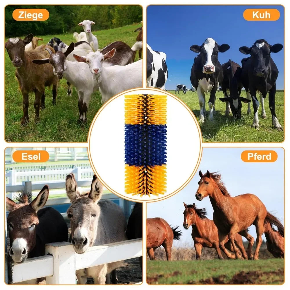 Horse Brush, Livestock Scratching Brush, Goat Brush, Goat Scratching Post, Livestock Scratcher for Horses, Cows, Goats & Pigs Promotes Cleanliness & Skin Health