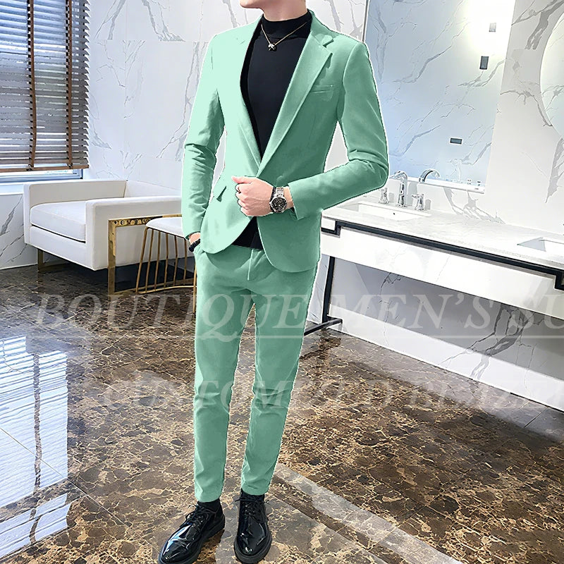 Mens Suits Wine Red Black Green Suits For Man Groom Wedding Velvet Tuxedo Velour Blazer Jackets Pants 2 Piece Costume Homme New