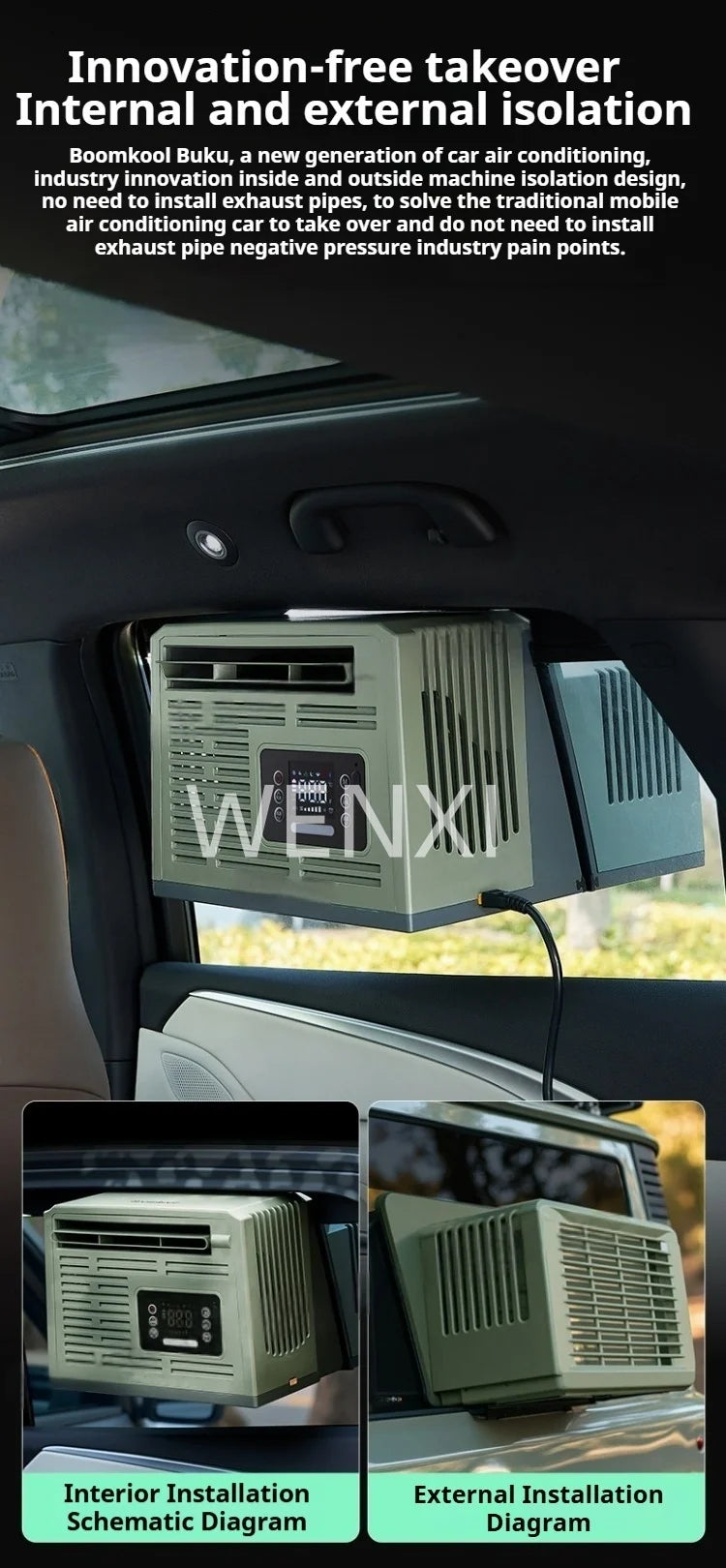 Portable Parking Air Conditioner Small Portable Car Energy Saving Air Conditioner Ductless: Hassle -Free for Car Window Mounting