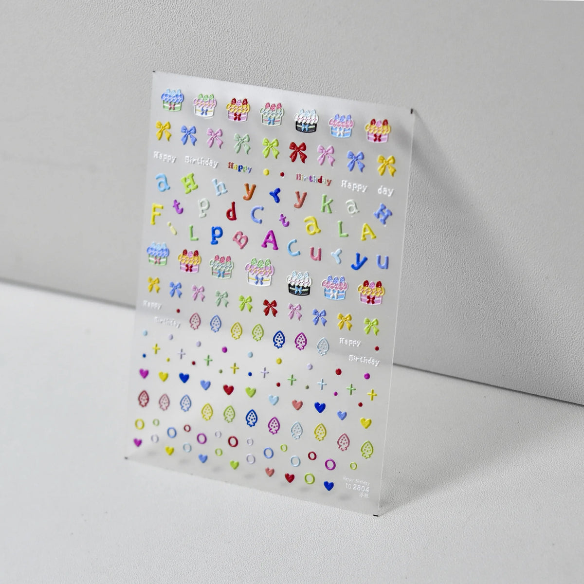 Collage Text English Letter Musical Note Star Graffiti Colorful 5D Love Heart Bowknot Nail Art Sticker Adhesive Manicure Decals