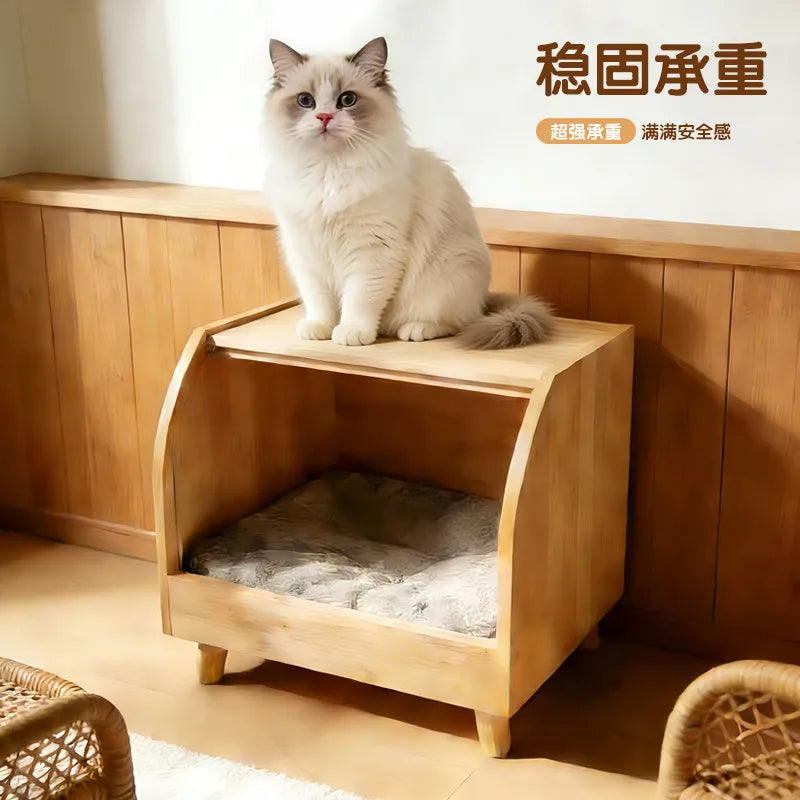 Solid wood kennel cat nest universal sisal feeling dog house small dog dog house cat scratching board pet bed