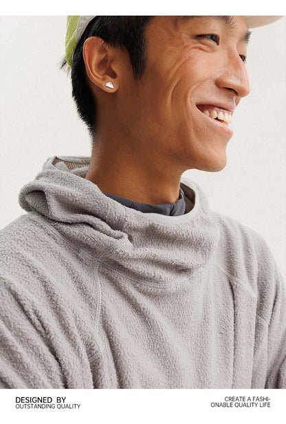 Unisex Lightweight Cloud Velvet Hooded Quick-Dry Shirt for Outdoor Sports: Classic Hood, Elastic Cuffs & Brand Logo Details