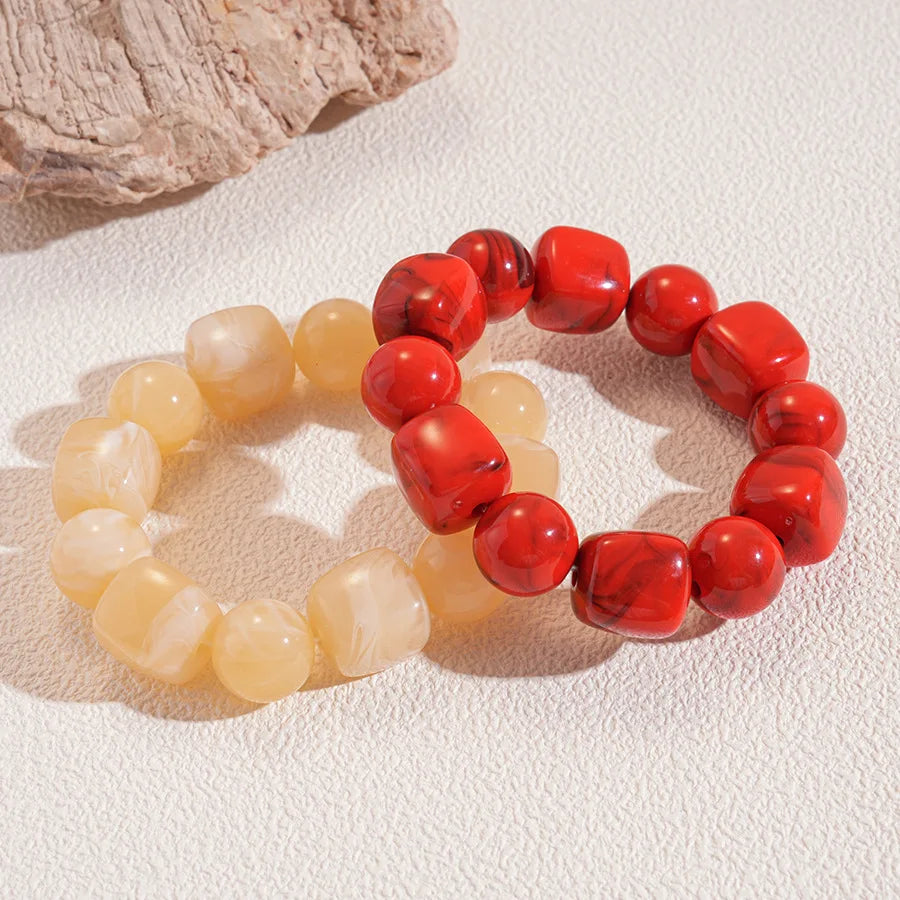 Acrylic Irregular Square Round Beaded Bracelet Bangle for Women Imitation Stone Chain Bracelet Hand Accessories Couple Gifts K