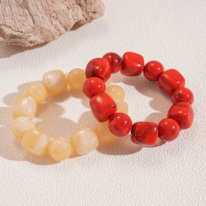 Acrylic Irregular Square Round Beaded Bracelet Bangle for Women Imitation Stone Chain Bracelet Hand Accessories Couple Gifts K