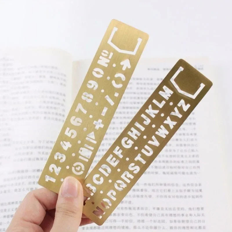 Vintage Brass Metal Multifunctional Bookmark Stencil Ruler DIY Tool Travelers Notebook Diary Planner Accessories Stationery