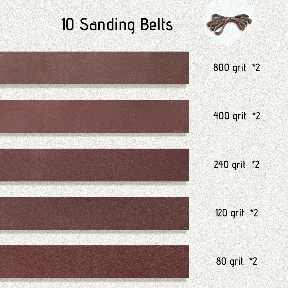 Allsome 180W Electric Sander,Mini Belt Sander with 10pcs 533*30mm Sanding Belts Compatible with Makita 18V battery and AC 220V