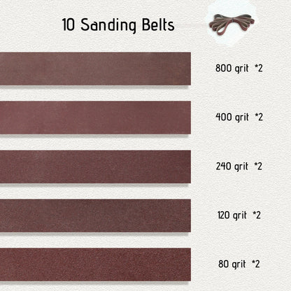 Allsome 180W Electric Sander,Mini Belt Sander with 10pcs 533*30mm Sanding Belts Compatible with Makita 18V battery and AC 220V