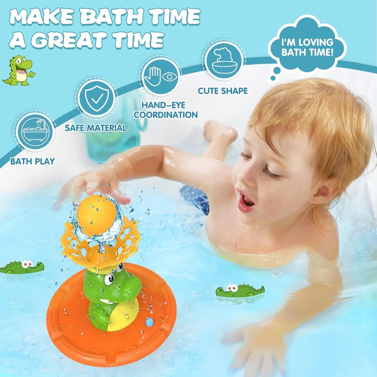 Baby Bath Toys, Glowing Crocodile Water Spray Toys, Multiple Water Spray Modes, Children's Bathroom Swimming Supplies Gifts