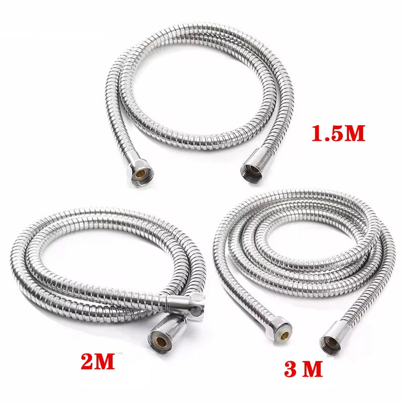 Gold 1.5/2 Meters G1/2 Inch High Quality Flexible Shower Hose Stainless Steel Chrome Bathroom Water Head Shower Extension Pipe