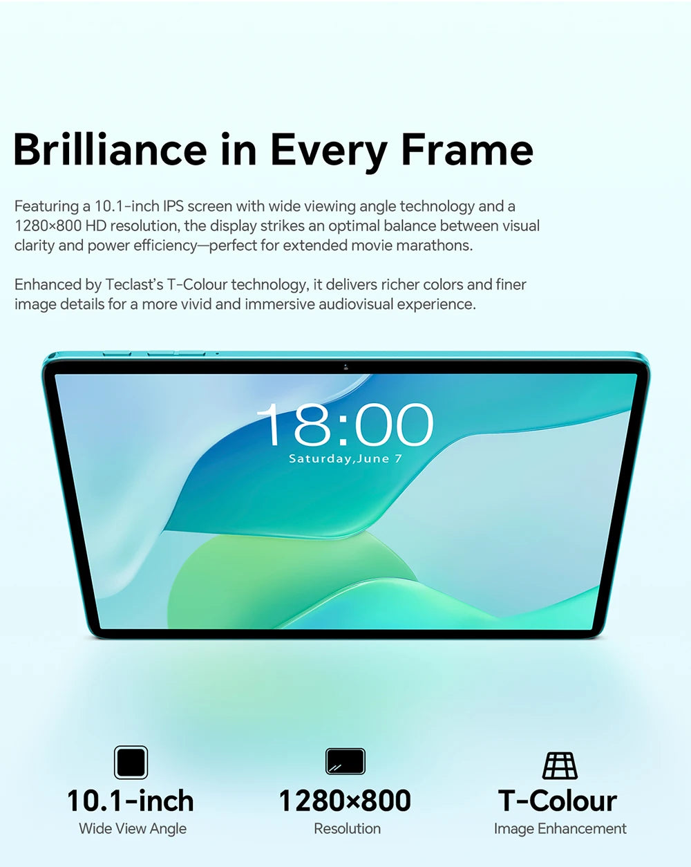 Teclast P33 10.1 Inch Tablet, Android 15, Max 9Gb Ram 64Gb Rom, Wifi 6, 6000Mah Type-C, Dual Camera, Metal Body, Allwinner A333