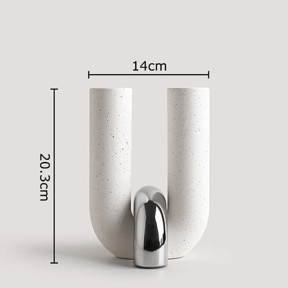 Creative U-shaped Ceramic Vase Flower Pots Desk Decoration Flowers Arrangement Porcelain Floral Vases Room Aesthetic Decor
