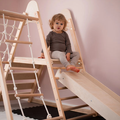 Mamabrum Large Wooden Play Square 5in 1 XXL Climbing Set With Slide Swing for Kids Montessori Motoryka 3 +