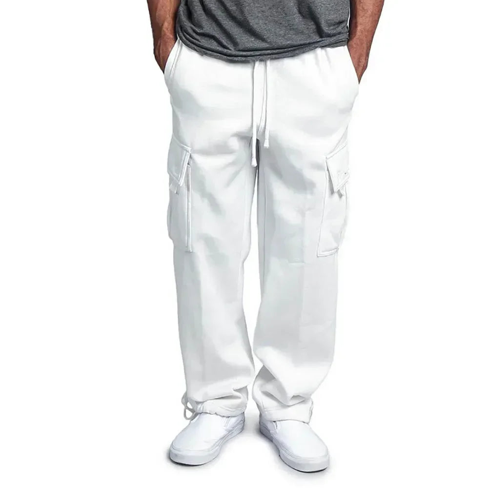 Men's Cargo Sweatpants Autumn Long Pants Loose Sport Fit Jogging Overalls Joggers Sweat Pocket Pants Cargo Trousers Streetwear