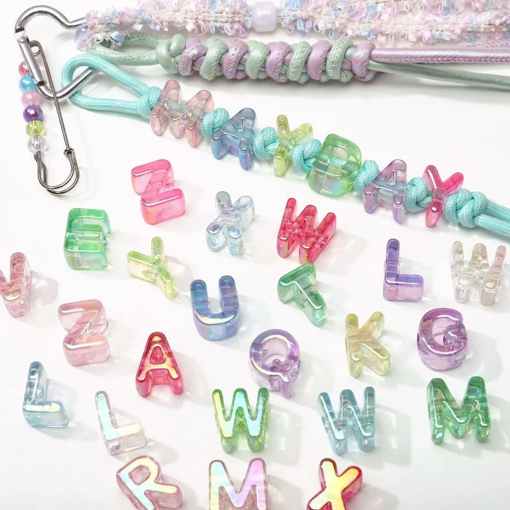 10pcs New Acrylic Iridescent Beads DIY Keychain Mixed Color Letter Beads Bag Charm Phone Chain Jewelry Making Beads Gifts Giving
