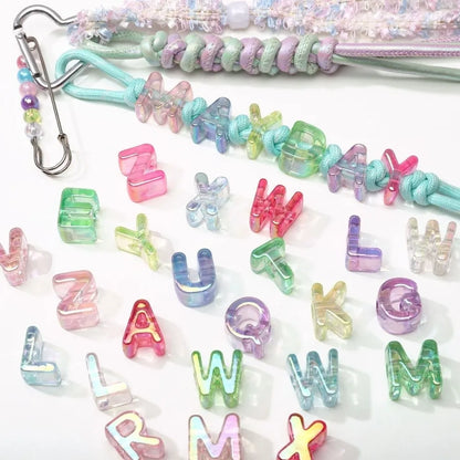 10pcs New Acrylic Iridescent Beads DIY Keychain Mixed Color Letter Beads Bag Charm Phone Chain Jewelry Making Beads Gifts Giving