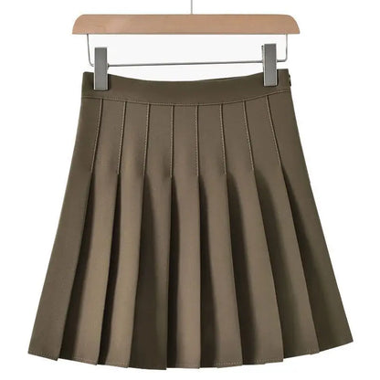 Preppy Style Women Pleated Skirt High Waist A-Line Mini Skirt School Girl Skirt JK Uniform Skirt Skater Skirt Black Plus Size